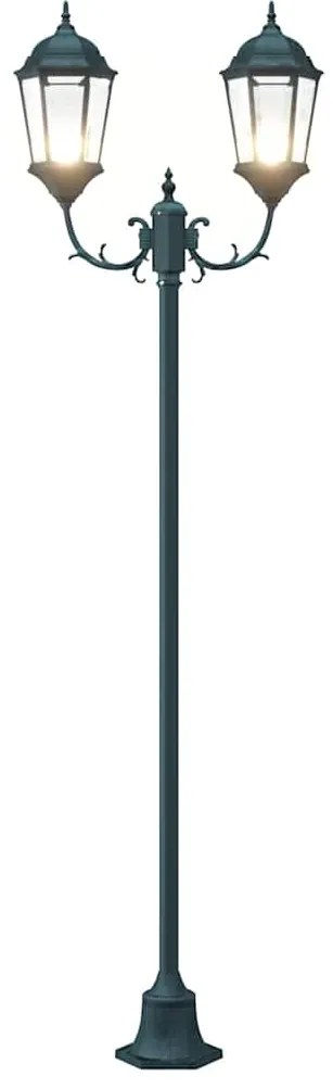 Poste de Luz de Jardim vidaXL 2-Lâmpada E27 Verde 220 cm Alumínio