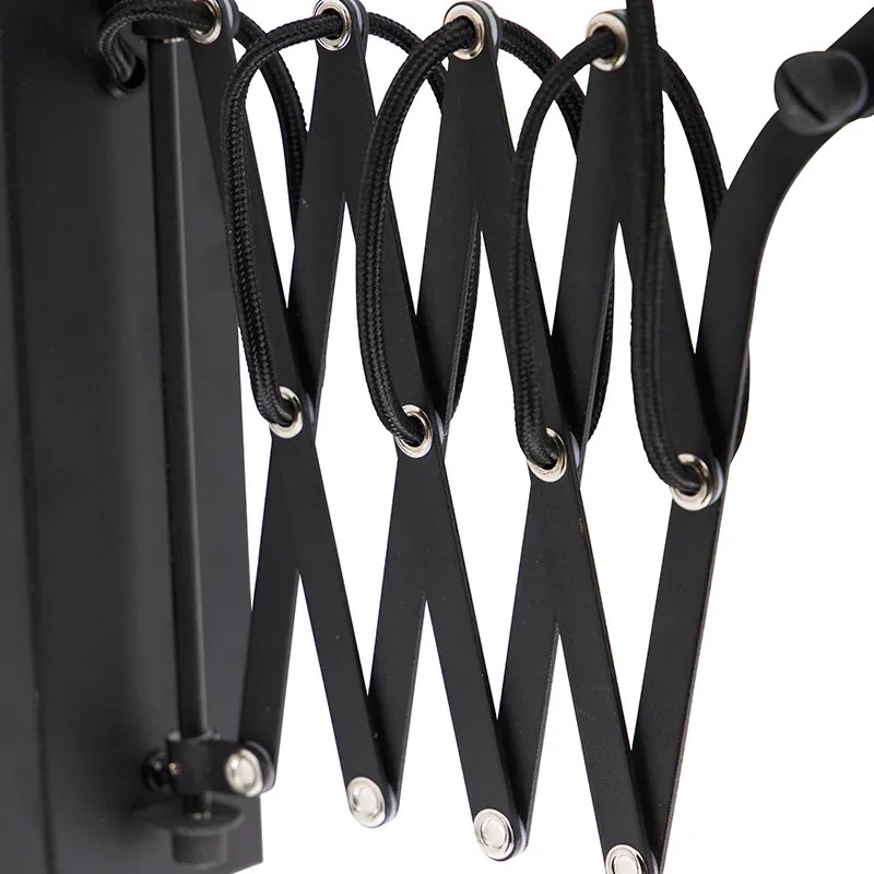 Candeeiro de parede industrial preto com braço ajustável - Merle