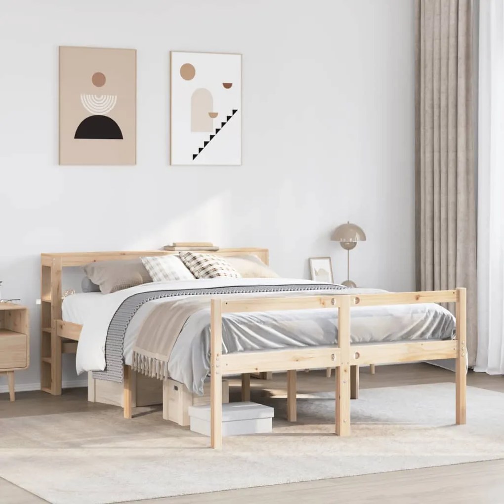 vidaXL Cama para idosos com cabeceira 160x200 cm pinho maciço