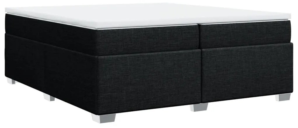 Cama com molas/colchão 200x200 cm tecido preto