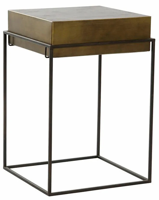 Mesa de apoio DKD Home Decor Preto Dourado Metal (40.5 x 40.5 x 60.5 cm)