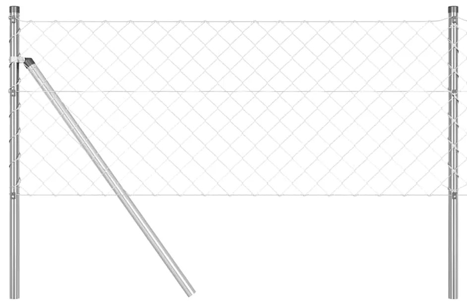 Conjunto de Postes de Cerca Prateado 0.8 x 25 m Aço Galvanizado