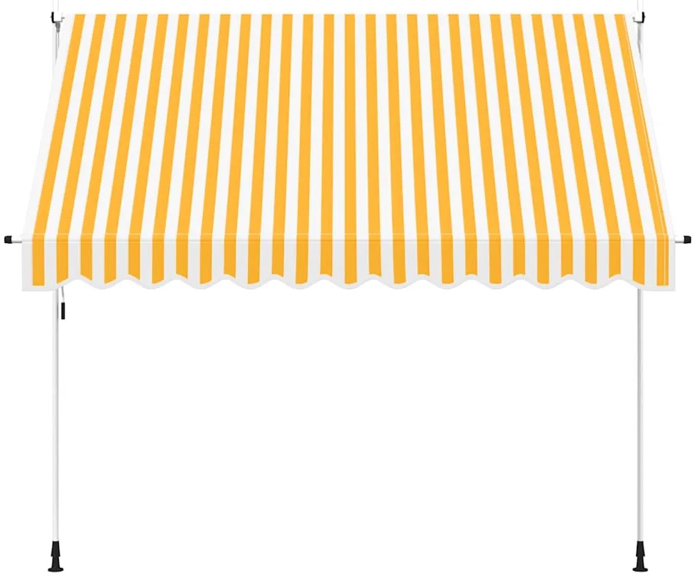 Toldo retrátil manual 300 cm riscas laranjas e brancas