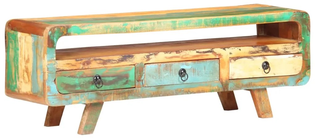 Móvel de TV 117x30x41 cm madeira recuperada maciça