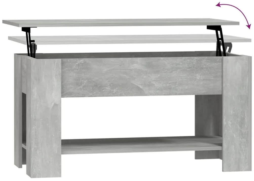 Mesa de centro 101x49x52 cm madeira processada cinza cimento