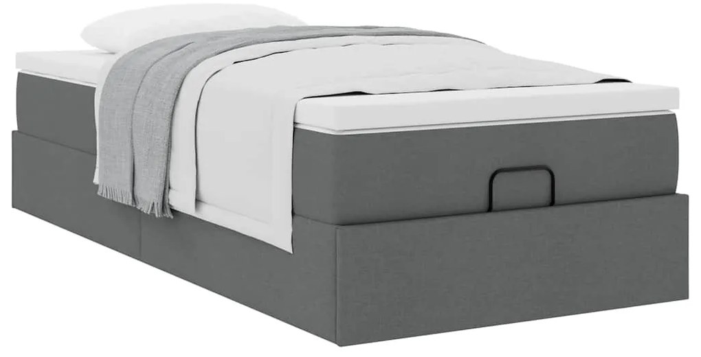 Estrutura cama otomana colchão 90x200 cm tecido cinzento escuro