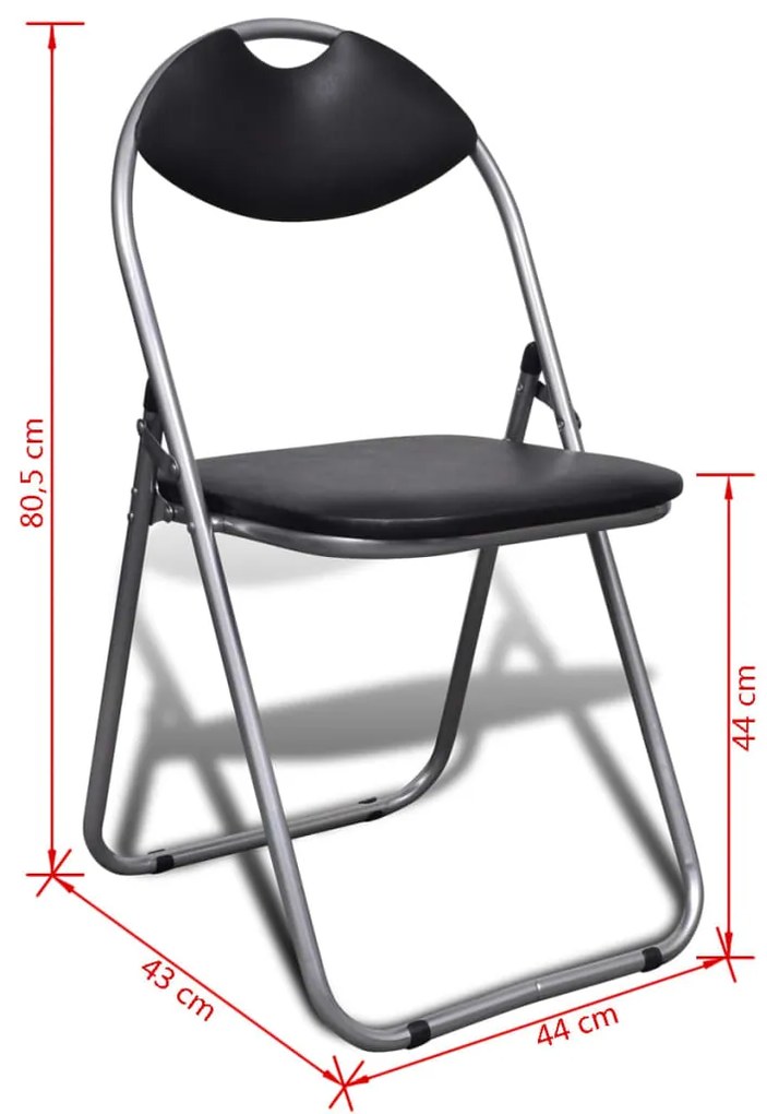 Cadeiras de jantar dobráveis 6 pcs couro artificial e aço preto