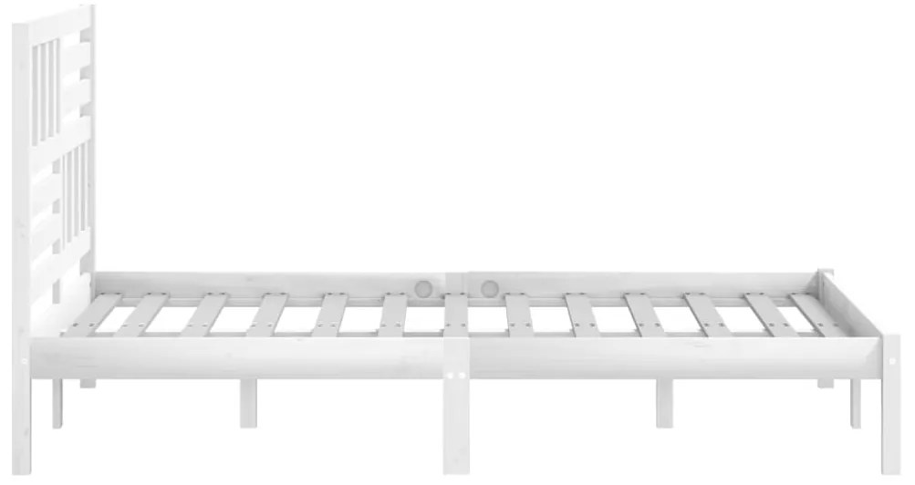 Estrutura de cama de casal 135x190 cm pinho maciço branco