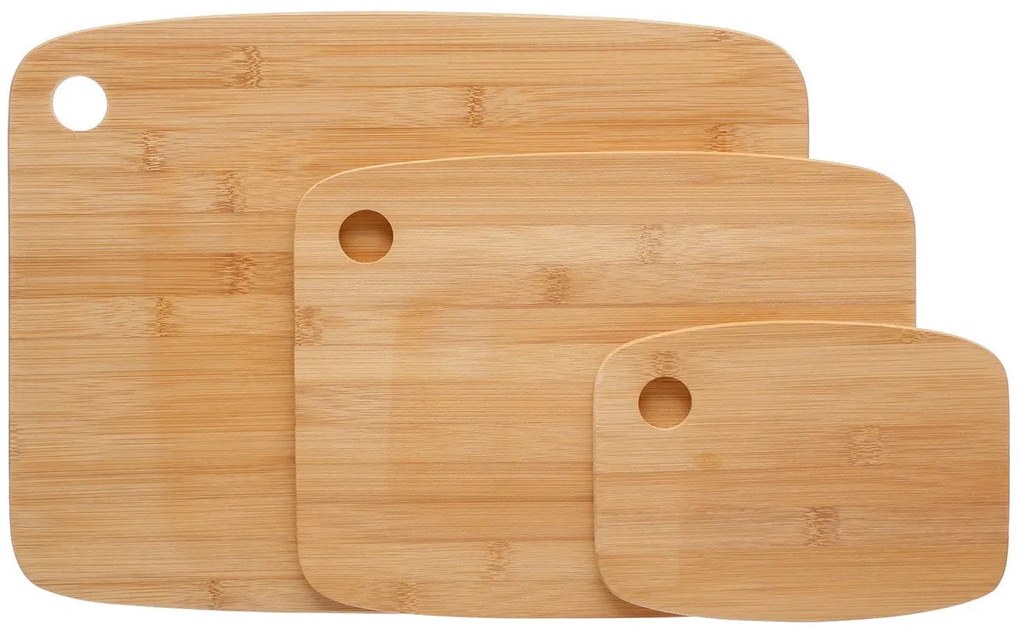 Conjunto de tábuas de cortar Secret de Gourmet 3 Peças Natural Bambu