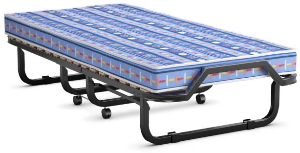 Cama de solteiro dobrável com colchão viscoelástico estrutura metálica portátil 90 x 200 x 41 cm