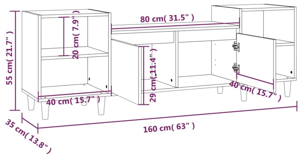 Móvel p/ TV 160x35x55 cm derivados de madeira branco