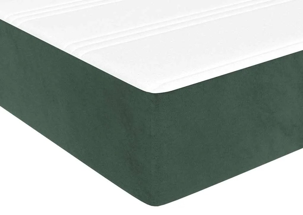 Colchão de molas ensacadas 140x220x20 cm veludo verde-escuro