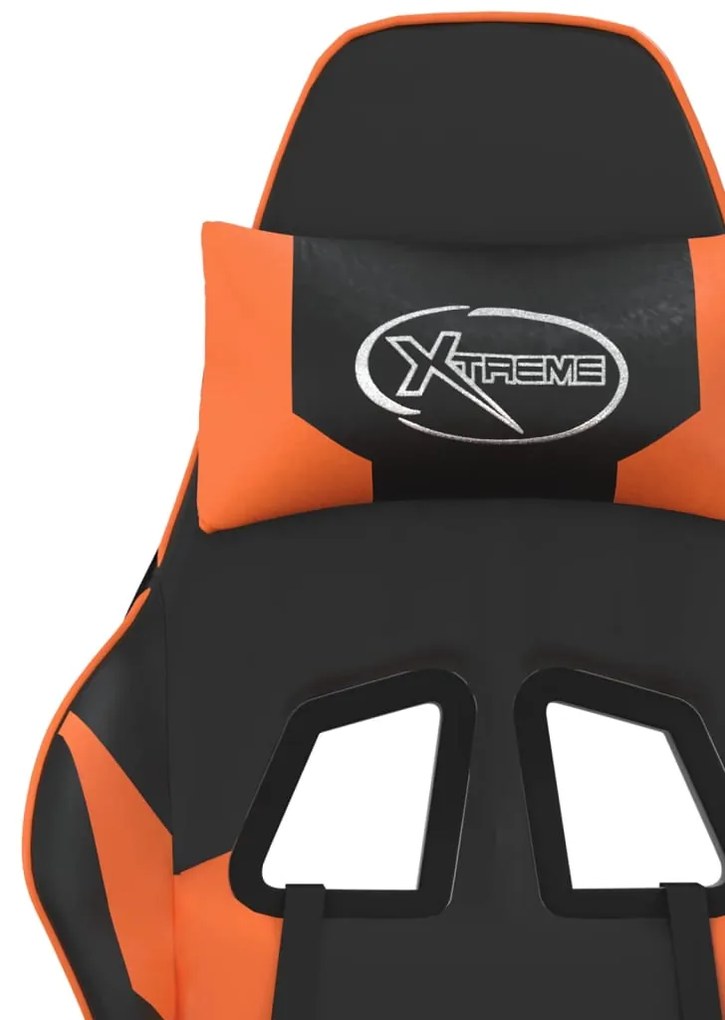 Cadeira gaming massagens couro artificial preto e laranja