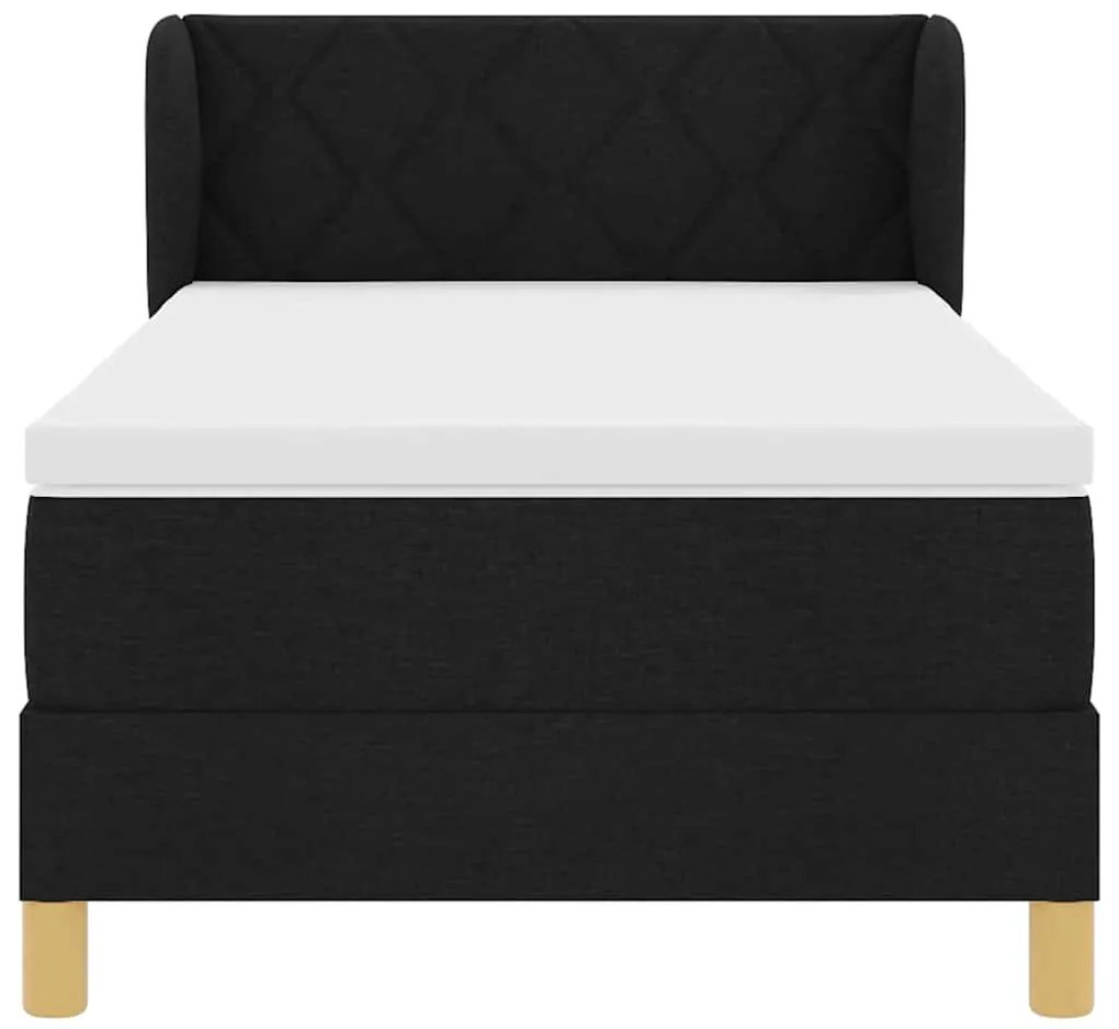 Cama Box Spring vidaXL com Colchão Preto 90x200 cm Tecido