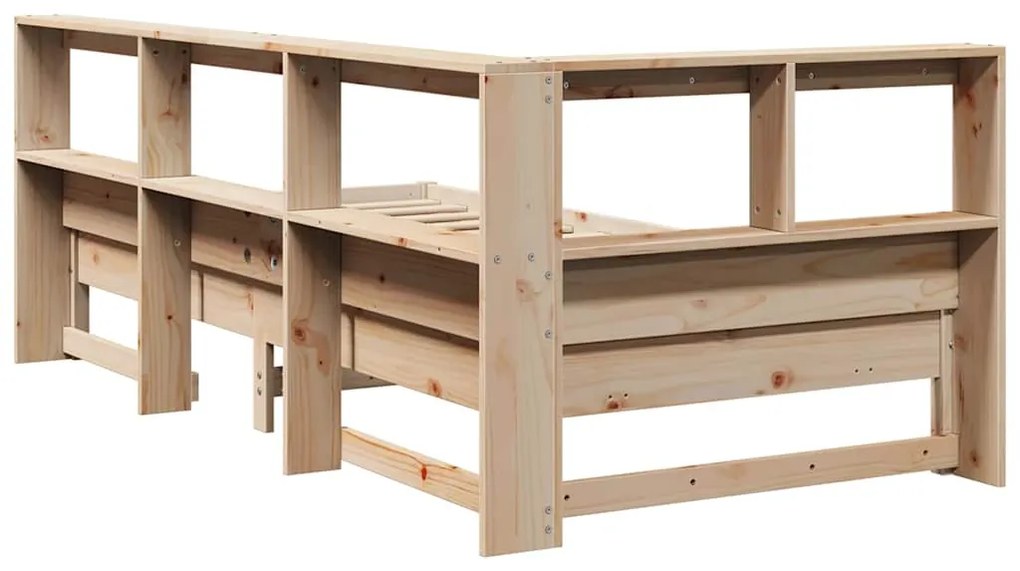 Cama com estante sem colchão 75x190 cm pinho maciço