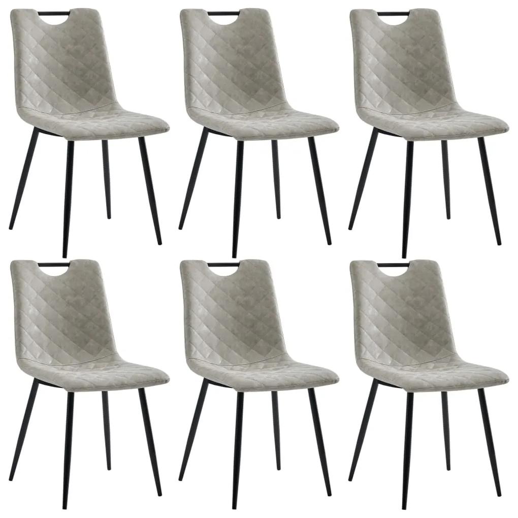 Cadeiras de jantar 6 pcs couro artificial cinzento-claro