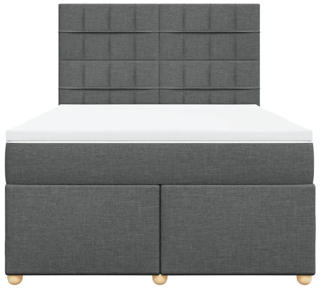 Cama com molas/colchão 140x200 cm tecido cinzento-escuro