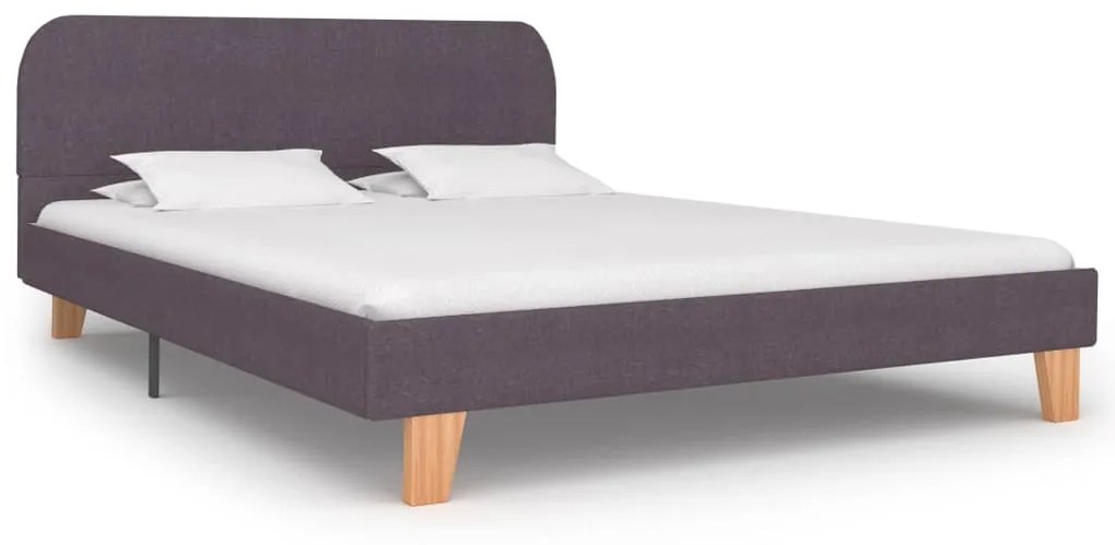 Estrutura de cama 135x190 cm tecido cinzento acastanhado