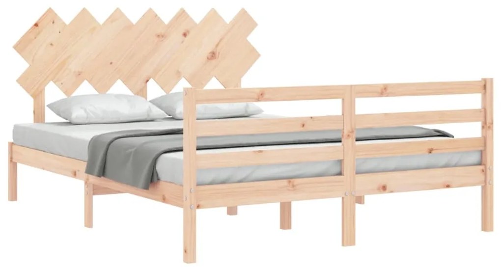 Estrutura de cama com cabeceira 140x190 cm madeira maciça