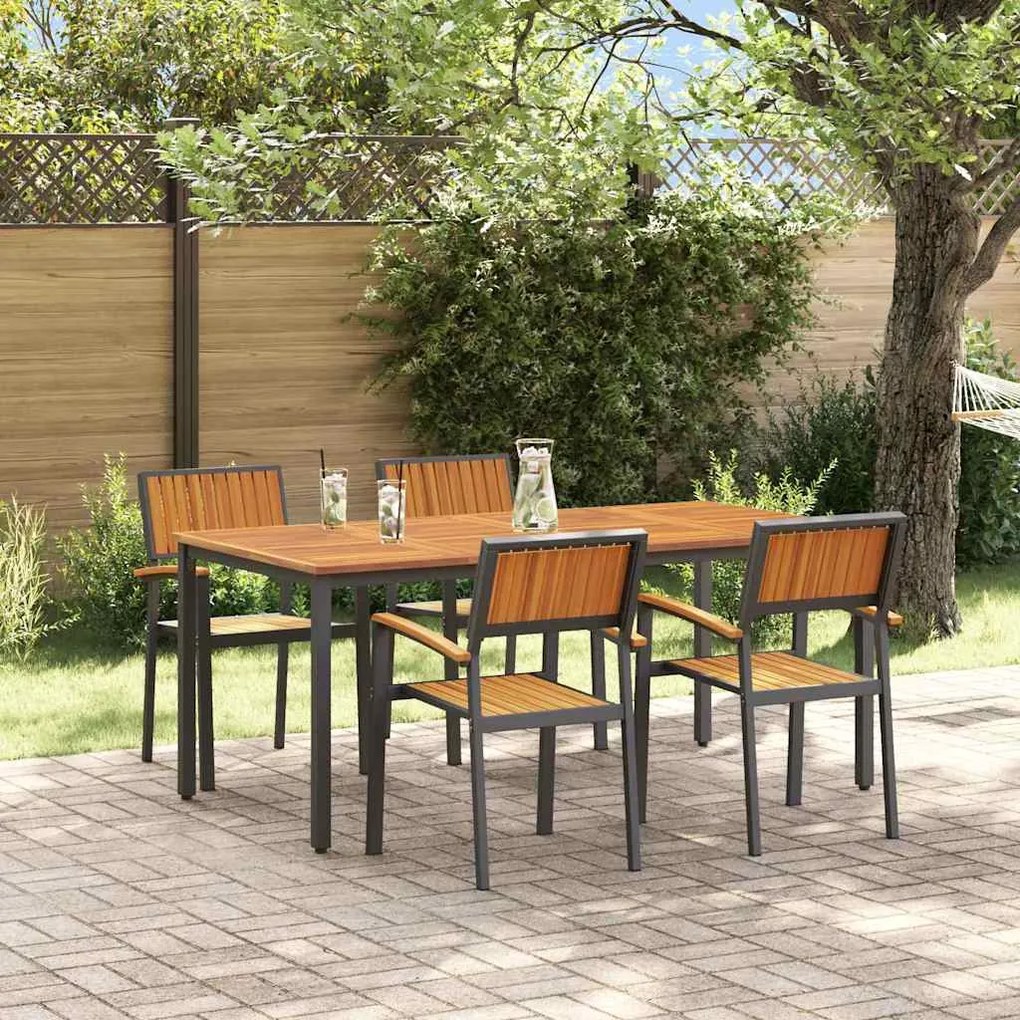 vidaXL Conjunto de Jantar para Jardim 5 pcs Preto
