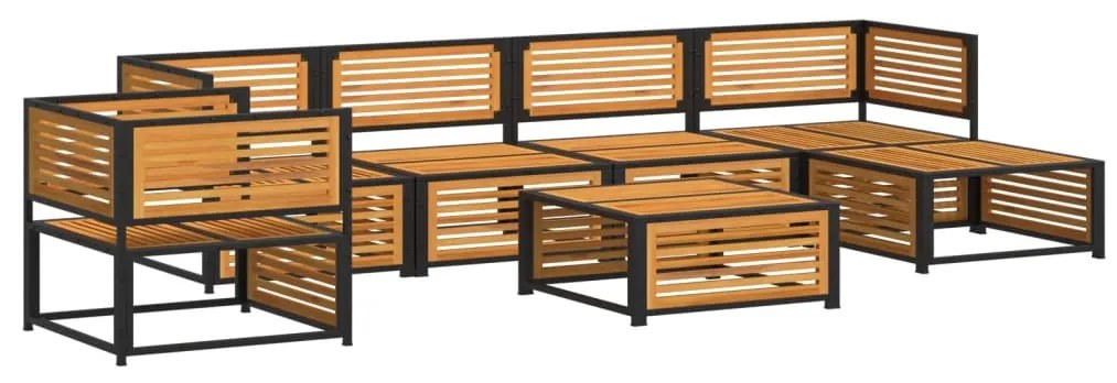 7 pcs conjunto sofás jardim c/almofadões madeira maciça acácia