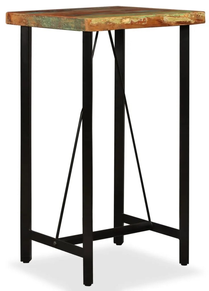 vidaXL Mesa de bar em madeira recuperada maciça 60x60x107 cm