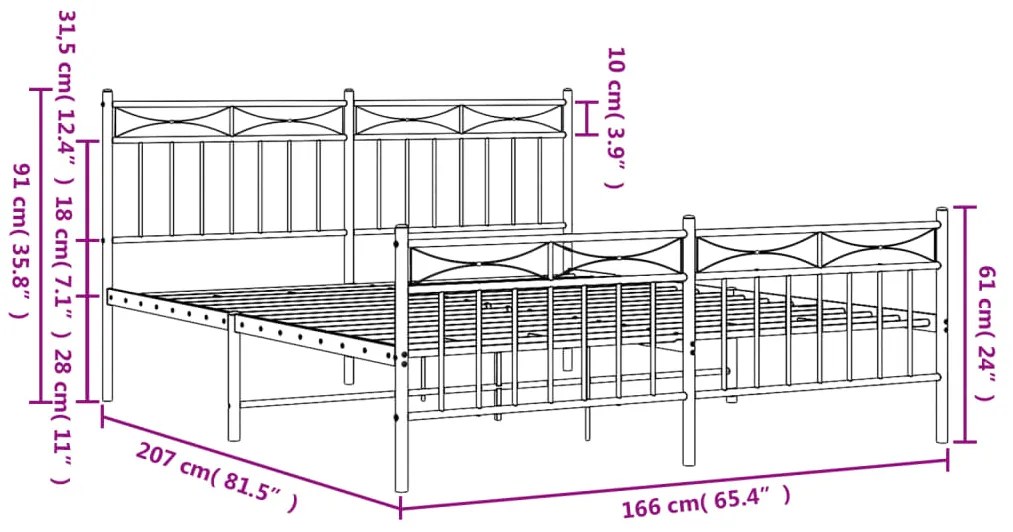 Estrutura de cama sem colchão com pés 160x200 cm preto