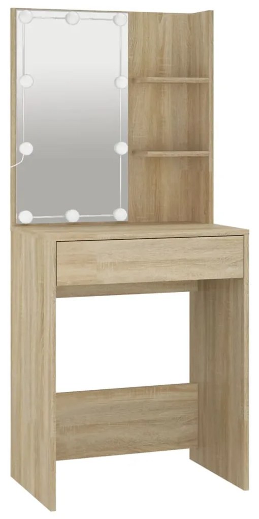 Toucador com LEDs 60x40x140 cm carvalho sonoma