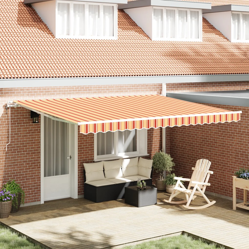 vidaXL Toldo Retrátil Automático Amarelo e Laranja 450x350 cm