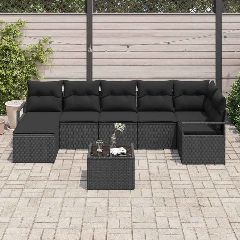 Conjunto de Sofá de Jardim de 8 Peças com Almofadas em Rattan Bege
