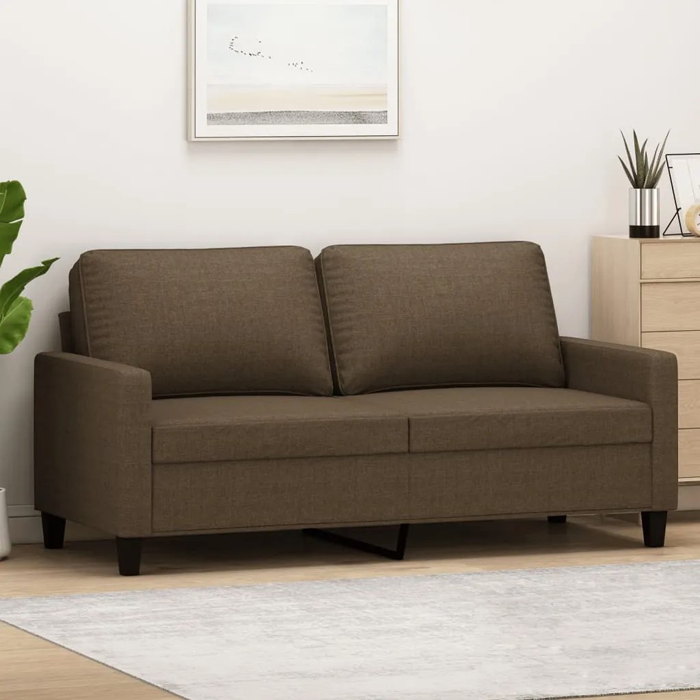 vidaXL Sofá de 2 lugares tecido 140 cm castanho