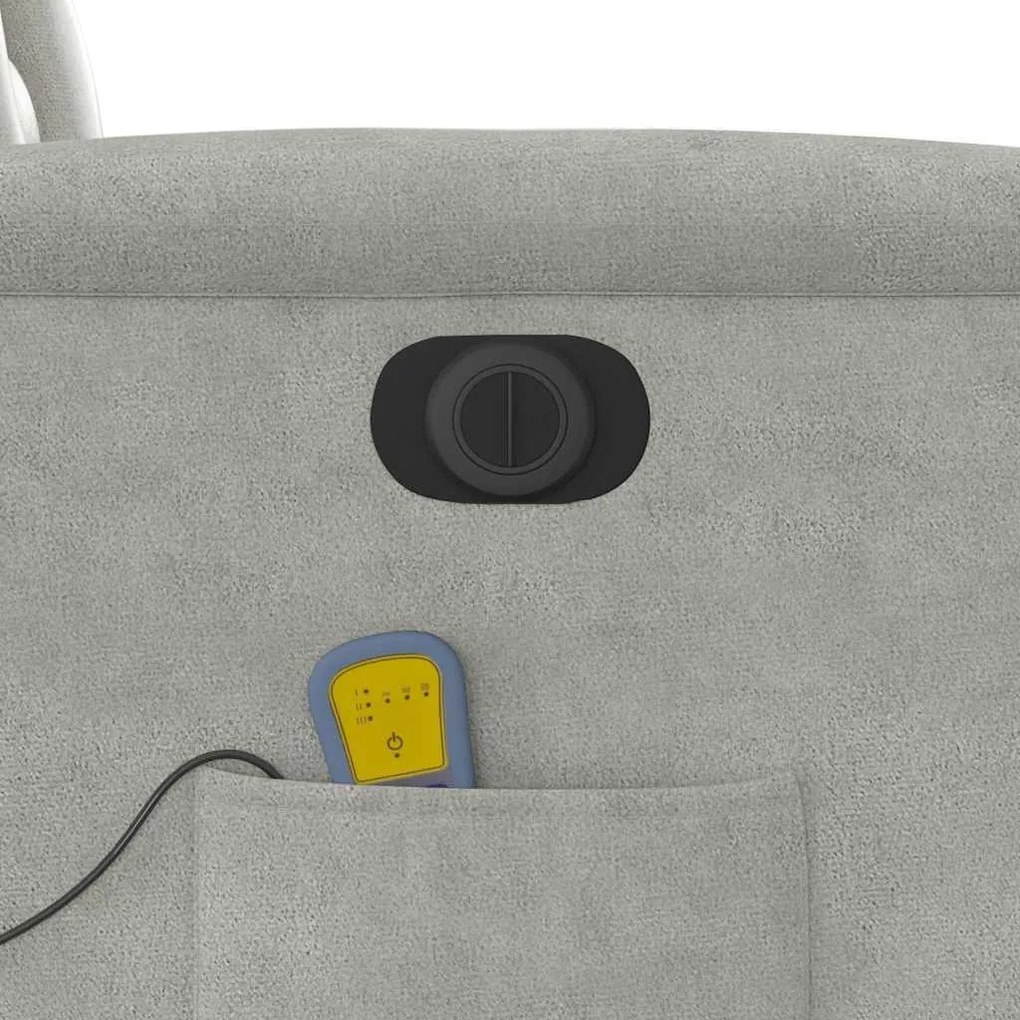 Poltrona massagens reclinável elétrica microfibra cinza-claro