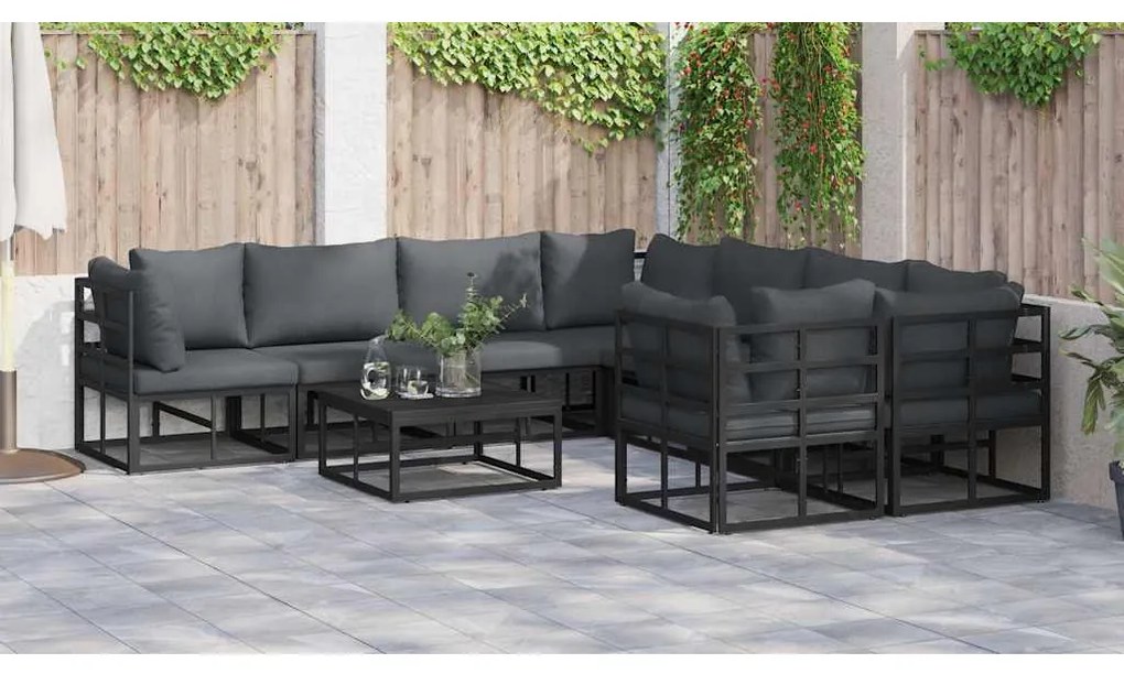 Conjunto de Sofá de Jardim 8 pcs Preto 283 x 283 x 71 cm