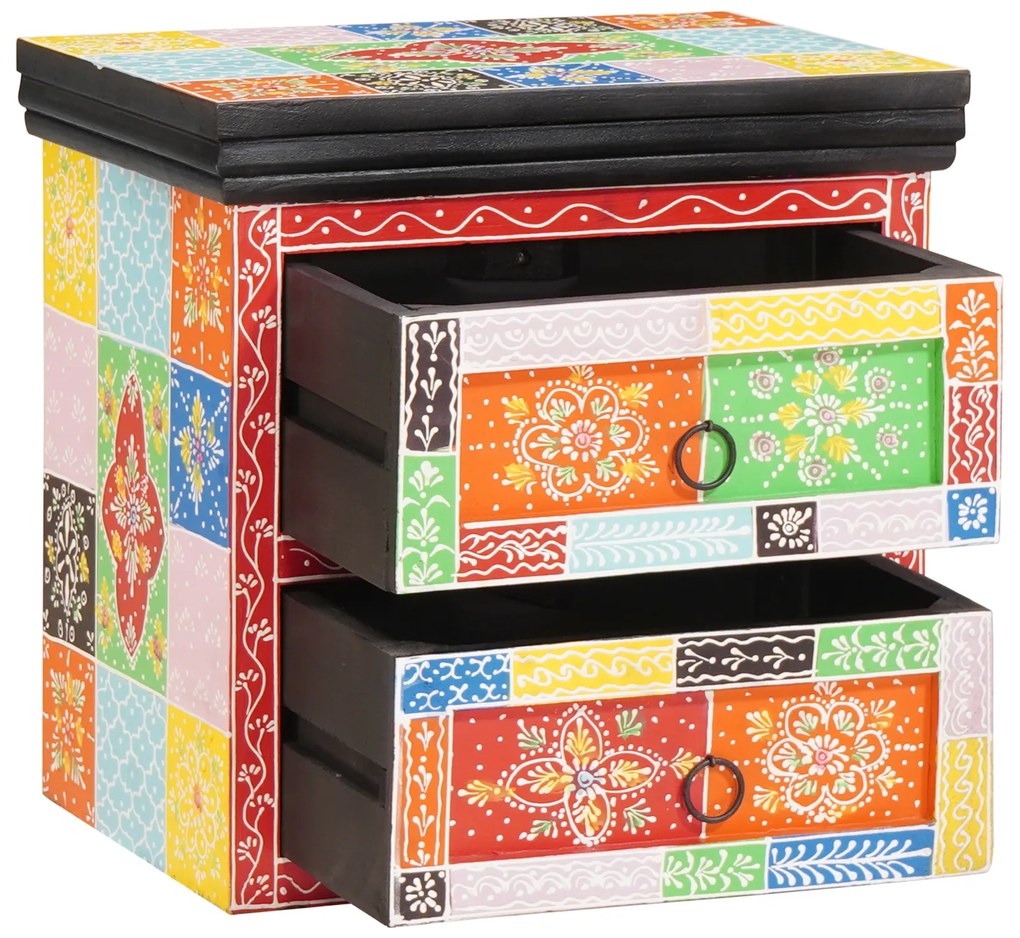 vidaXL Gabinete de Cabeceira Multicolorido 40x30x40 cm Madeira Sólida de Manga