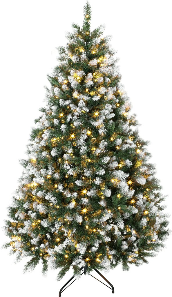 HOMCOM Árvore de Natal 180 cm com 350 Luzes LED, 11 Modos, Comando à Distância, 1020 Pontas, Base Metálica Dobrável, Verde | Aosom Portugal