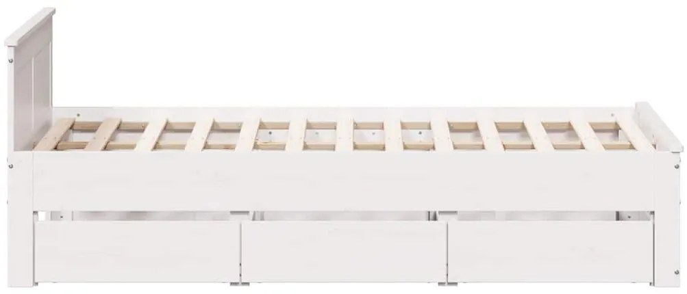 Cama sem colchão com cabeceira 135x190 cm pinho maciço branco