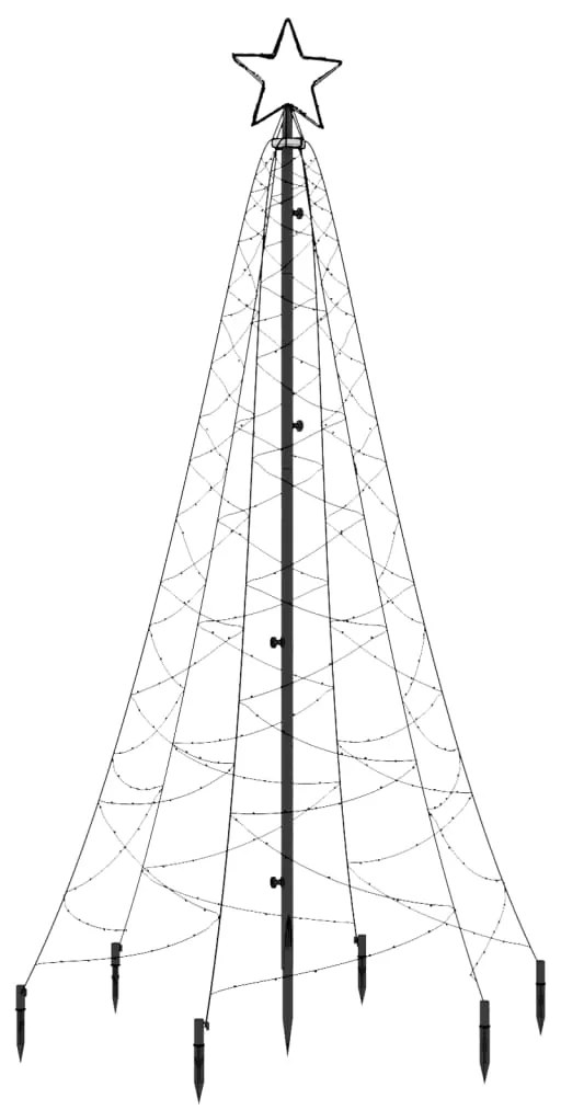 Árvore de Natal com espigão 200 luzes LED 180 cm branco quente