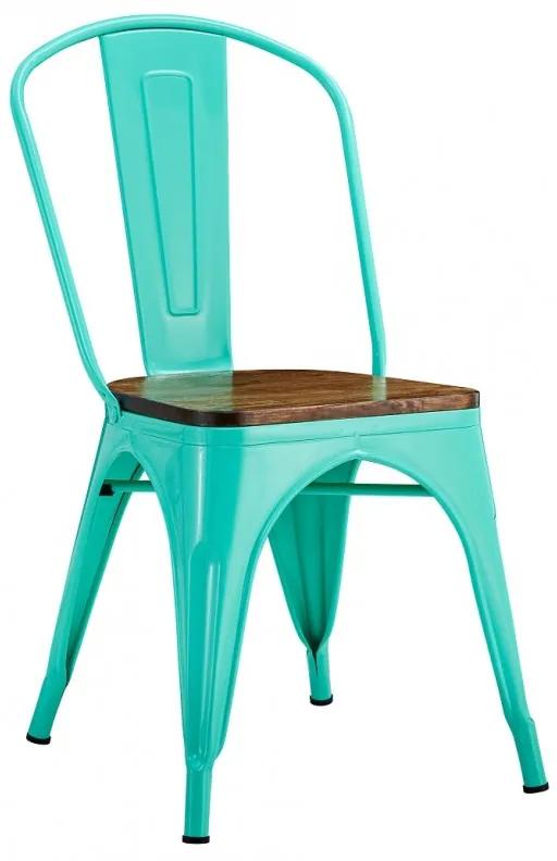 Conjunto 5 Cadeiras TOL EK WOOD, aço, verde água,  assento em madeira