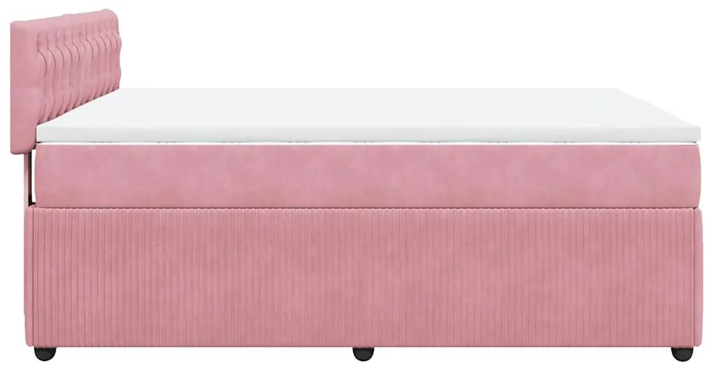 Cama com molas/colchão 160x200 cm veludo rosa