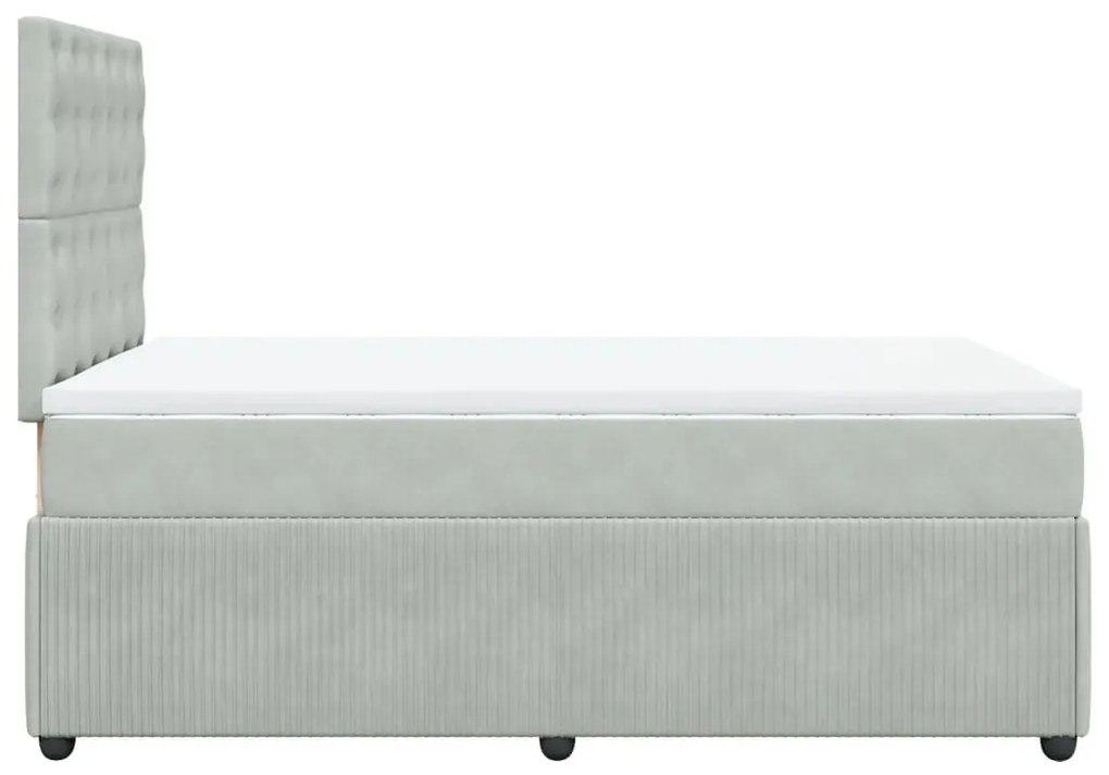 Cama boxspring c/ colchão 120x200 cm veludo cinzento-claro