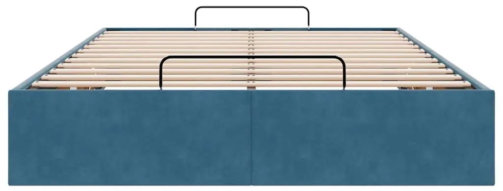 Ottoman Bed Frame No Colchão Azul Escuro 120x190 cm Veludo