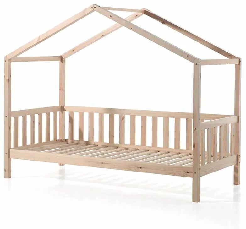 Cama infantil de Casa DALLAS MH 90x200 Com Ripas e Estrado Natural
