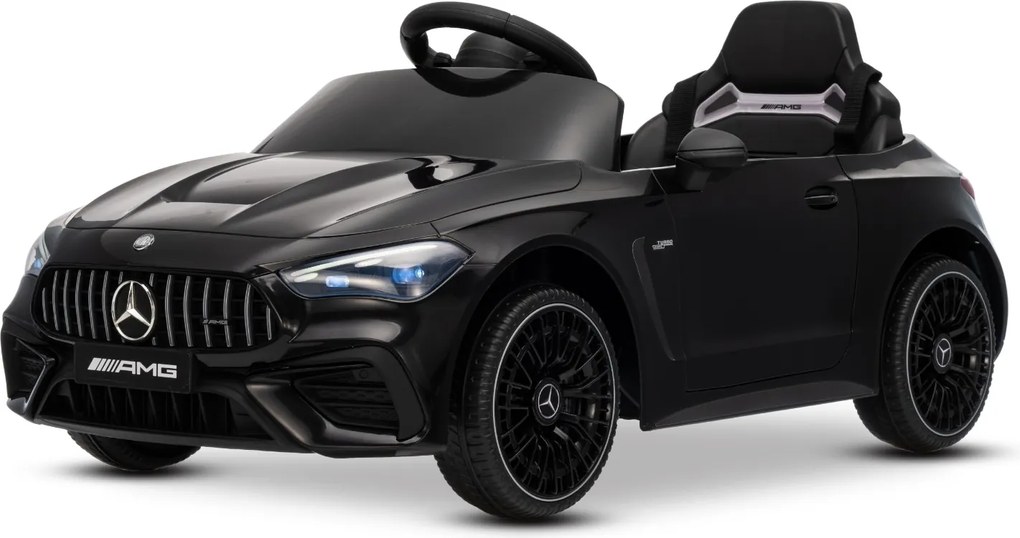 Carro elétrico para crianças Mercedes CLE 12V bateria de lítio, luzes LED, comando remoto de 2,4 GHz, ligação Bluetooth, licença ORIGINAL Preto