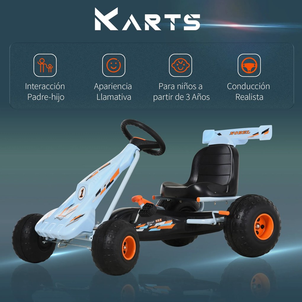 Go kart de pedais para crianças acima de 3 anos com freio assento ajus