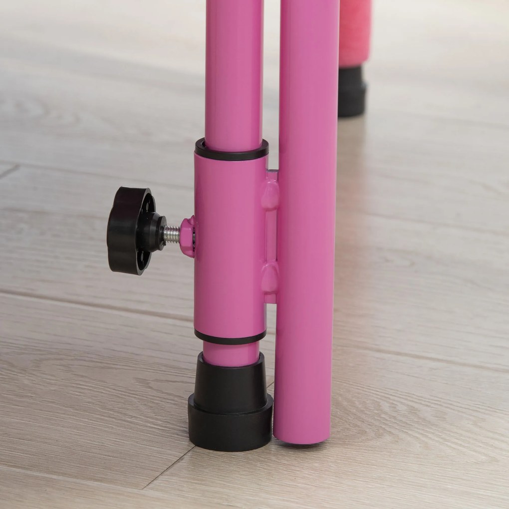 ZONEKIZ Trampolim Infantil 3 em 1 Trampolim para Crianças de 1-6 Anos com Corrimão Amovível Mini Trampolim para Interior Ø96x74cm Rosa