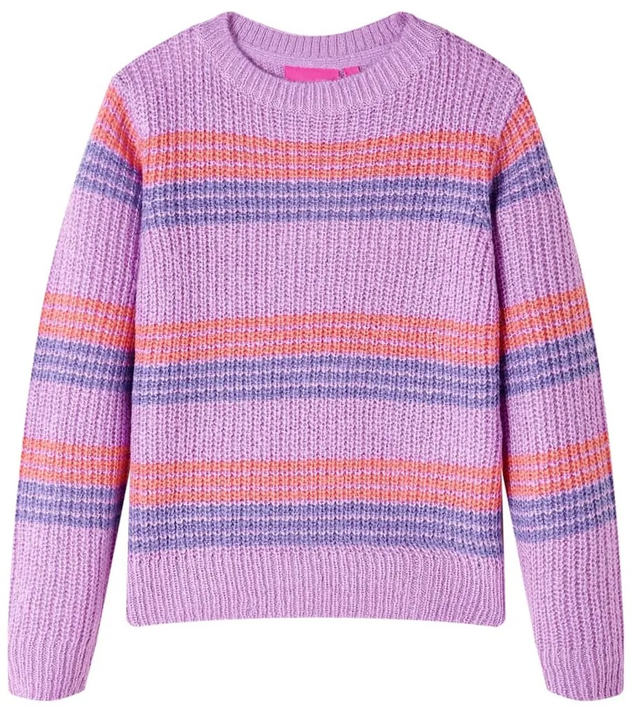 Camisola de malha para criança riscas lilás e rosa 116