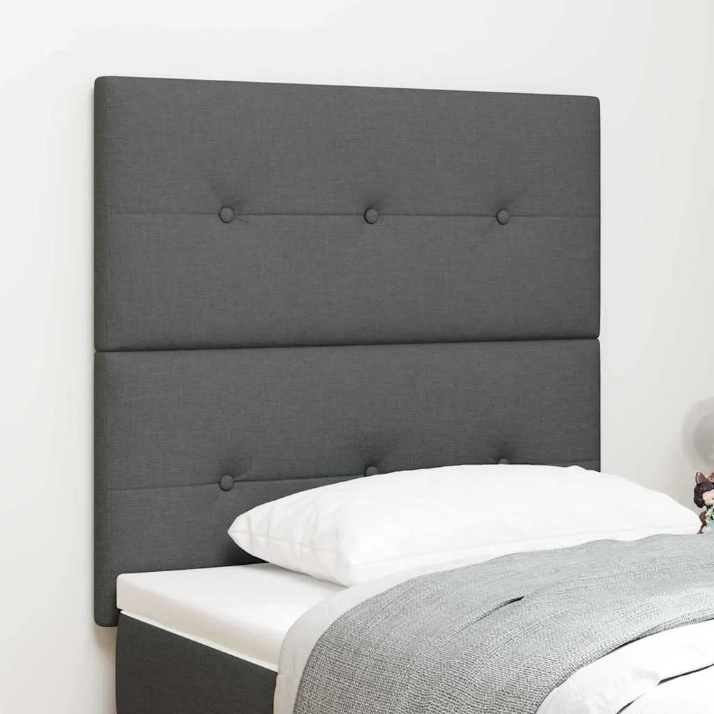 Cabeceira vidaXL Botão Estofada Cinza Escuro 80 cm Tecido