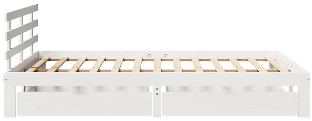 Estrutura de cama c/ gavetas 140x200 cm pinho maciço branco
