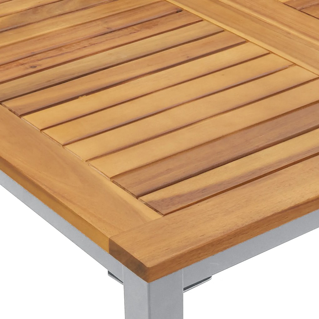 Mesa de Jardim vidaXL 90x90x75 cm em Madeira de Acácia Sólida e Metal