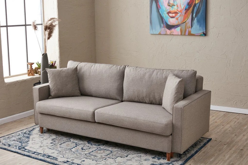 Sofá-cama de 3 Lugares Eva – Creme – 210 cm x 82 cm x 90 cm